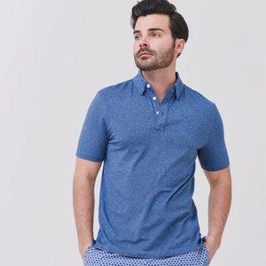 Faherty Heathered Blue Polo, large